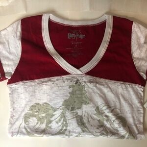 Wizarding World Of Harry Potter Womens Short Sleeve Red & White Soft Top Size S